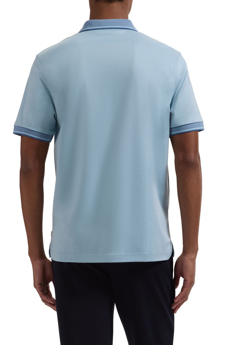 Bugatchi Tipped Pima Cotton Piqué Polo, Alternate, color, Ether