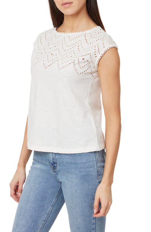 Curve Appeal Eyelet Embroidered T-shirt In Soft Ivory