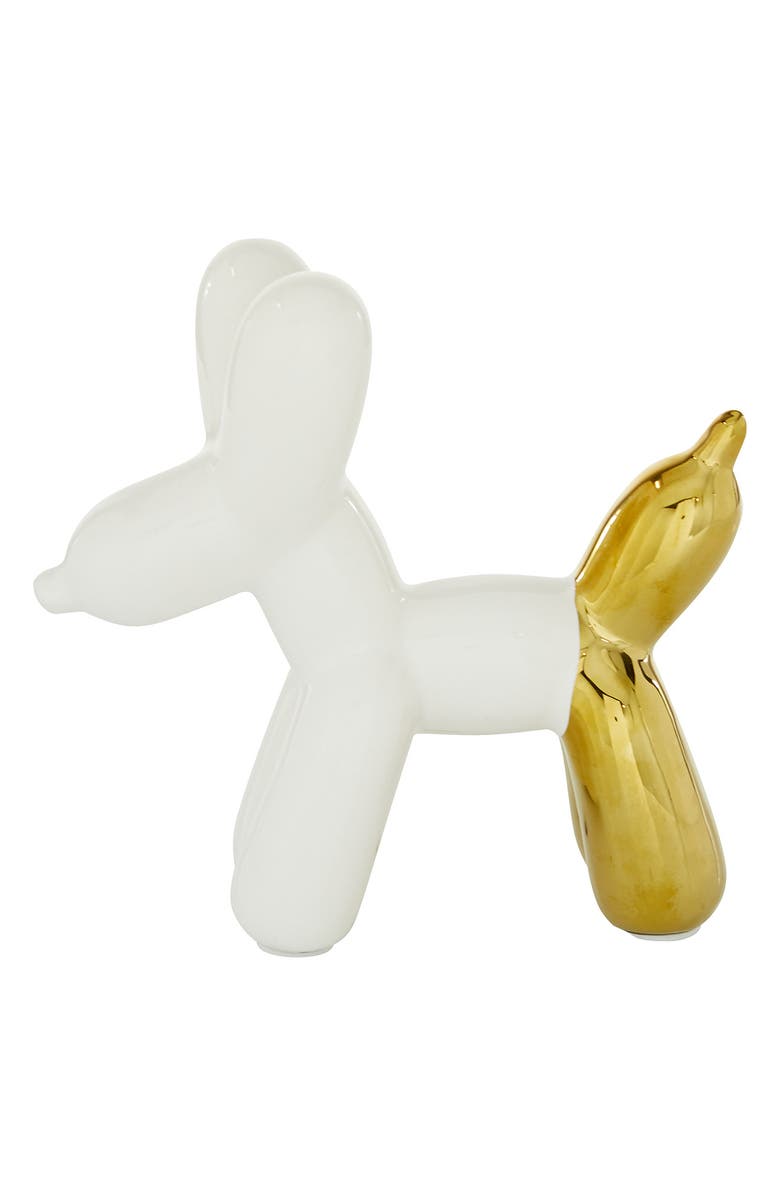 COSMO BY COSMOPOLITAN White Ceramic Balloon Dog Sculpture, Alternate, color, Gold