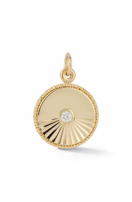 Ember Fine Jewelry 14K Yellow Gold Diamond Medallion Charm Pendant
