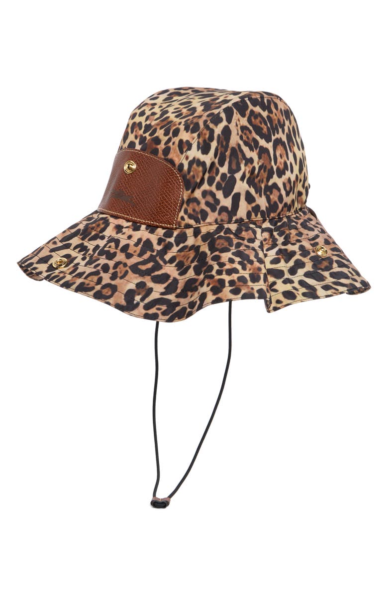 Longchamp Packable Wide Brim Hat, Main, color, Animal Print