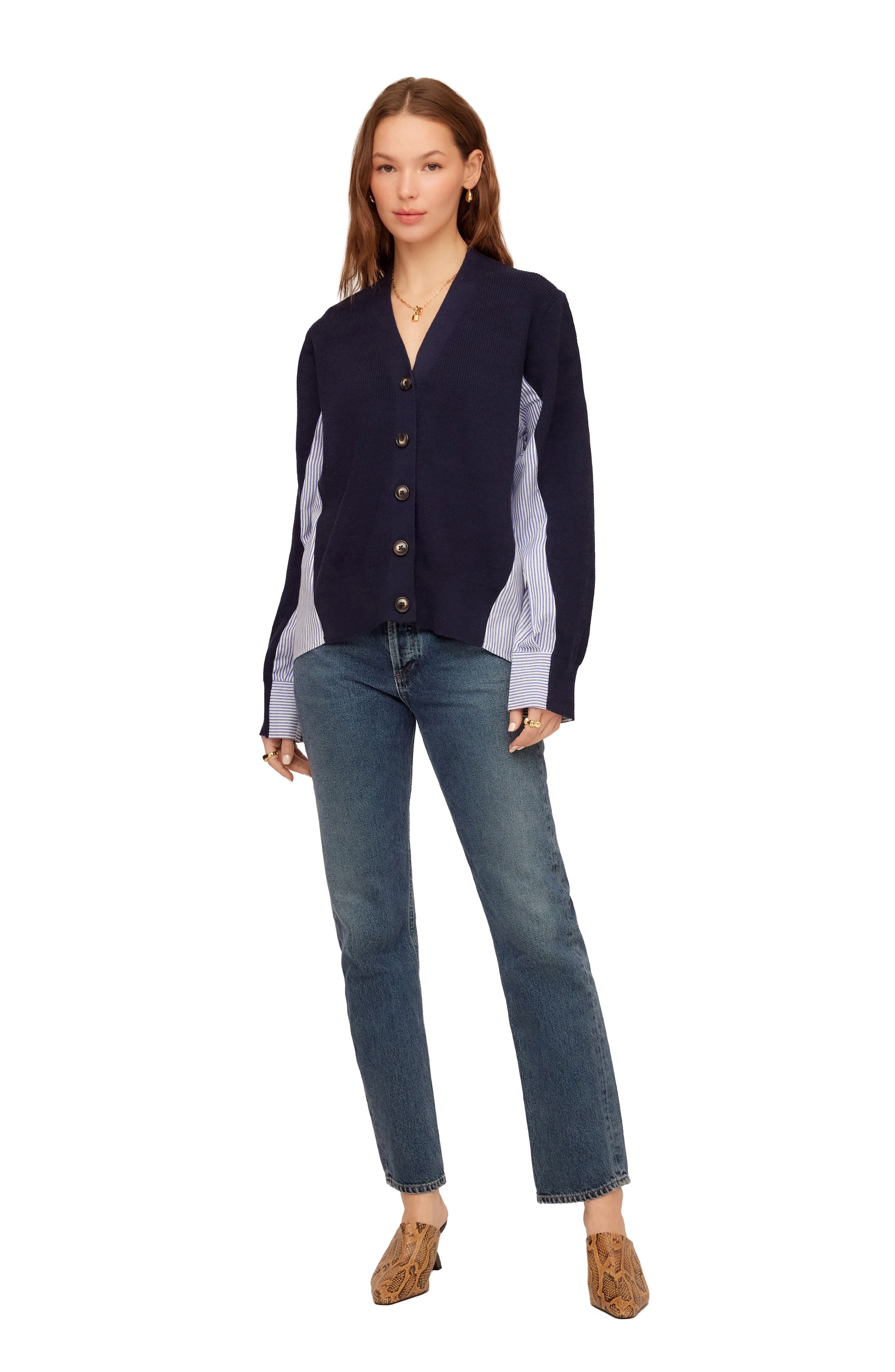 FIFTEEN TWENTY Celine Mixed Media Cardigan (Women) | Nordstrom