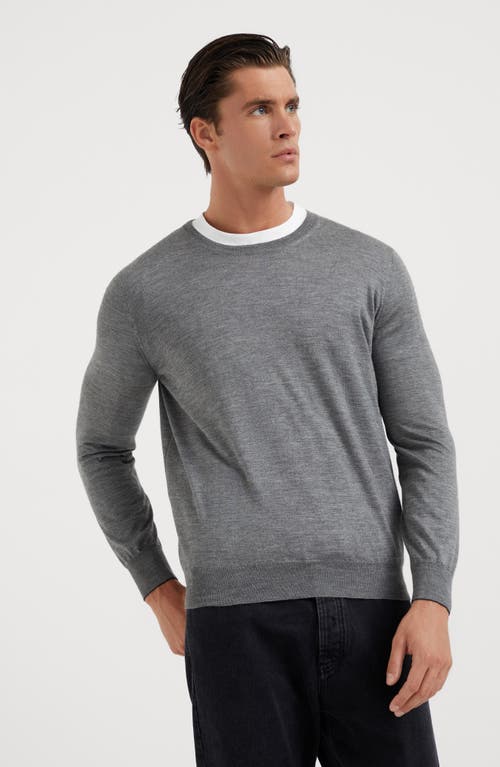 Brunello Cucinelli Cashmere And Silk Sweater In Dark Grey