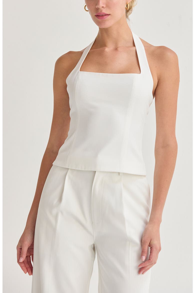 Tailored Halter Top, Main, color, White