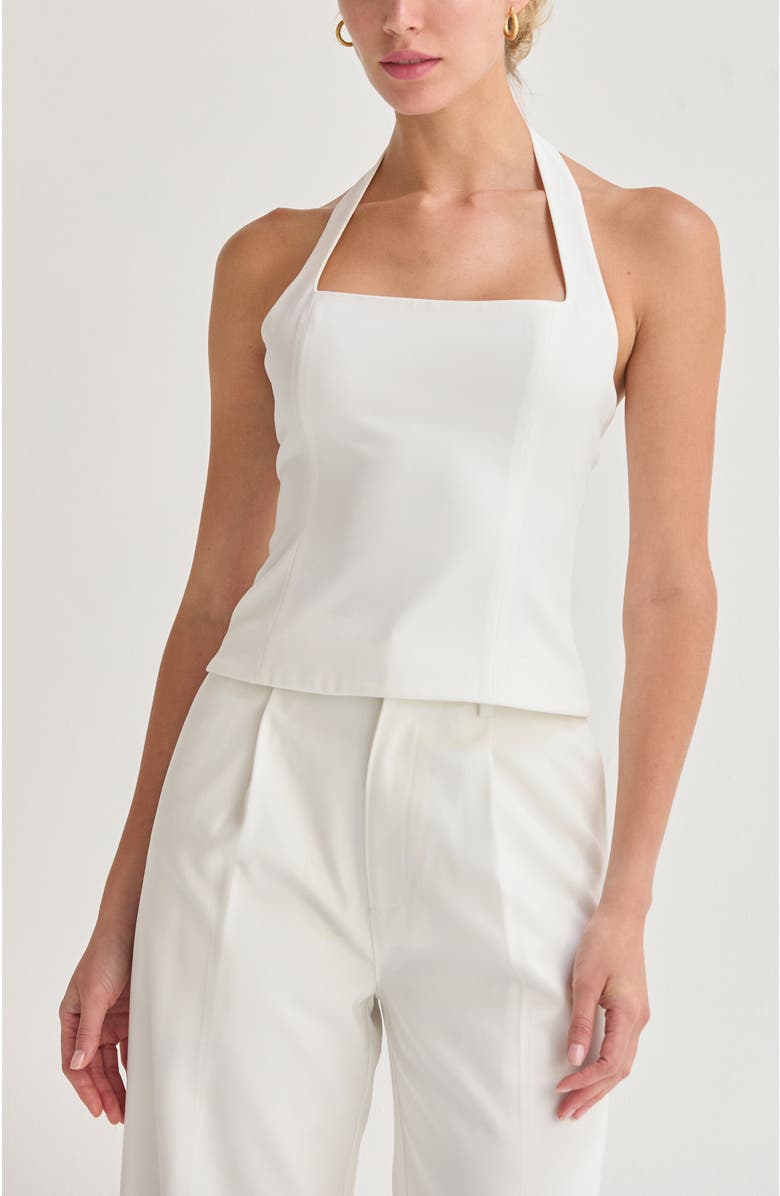 CRESCENT Tailored Halter Top, Main, color, White