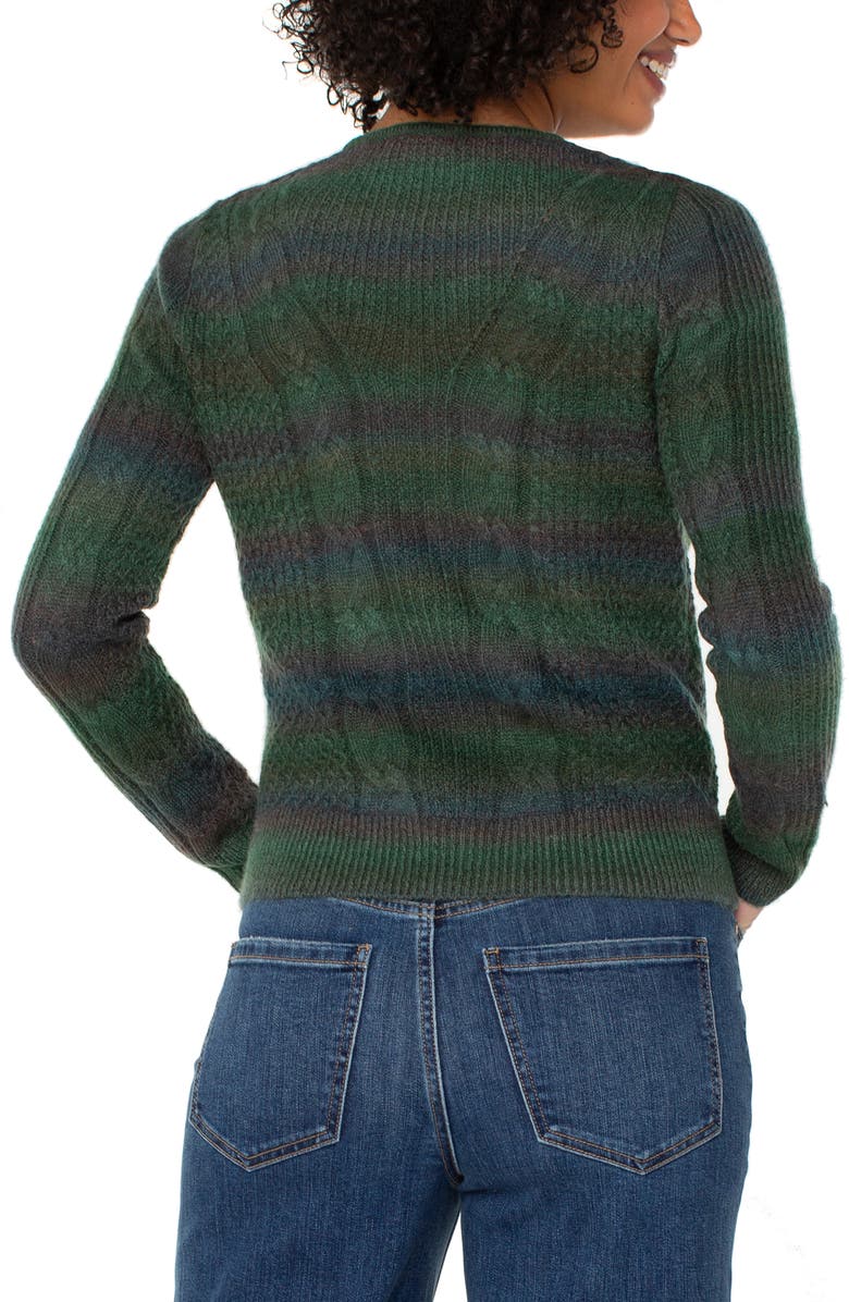 Liverpool Los Angeles Cable Stitch Sweater, Alternate, color, Emerald Multi Spacedye