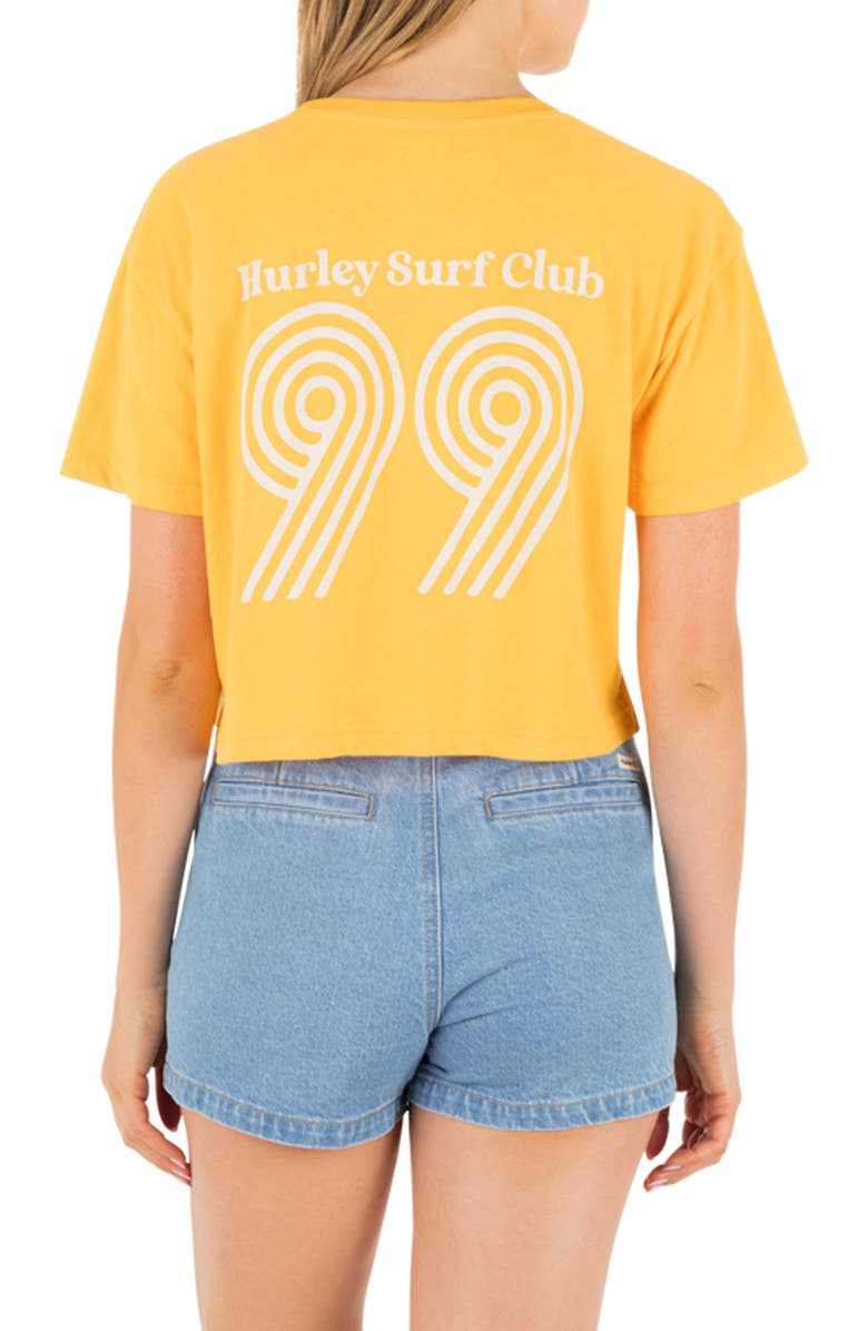 Hurley Rollers Boxy Crop Cotton Graphic T-Shirt, Alternate, color, Marigold