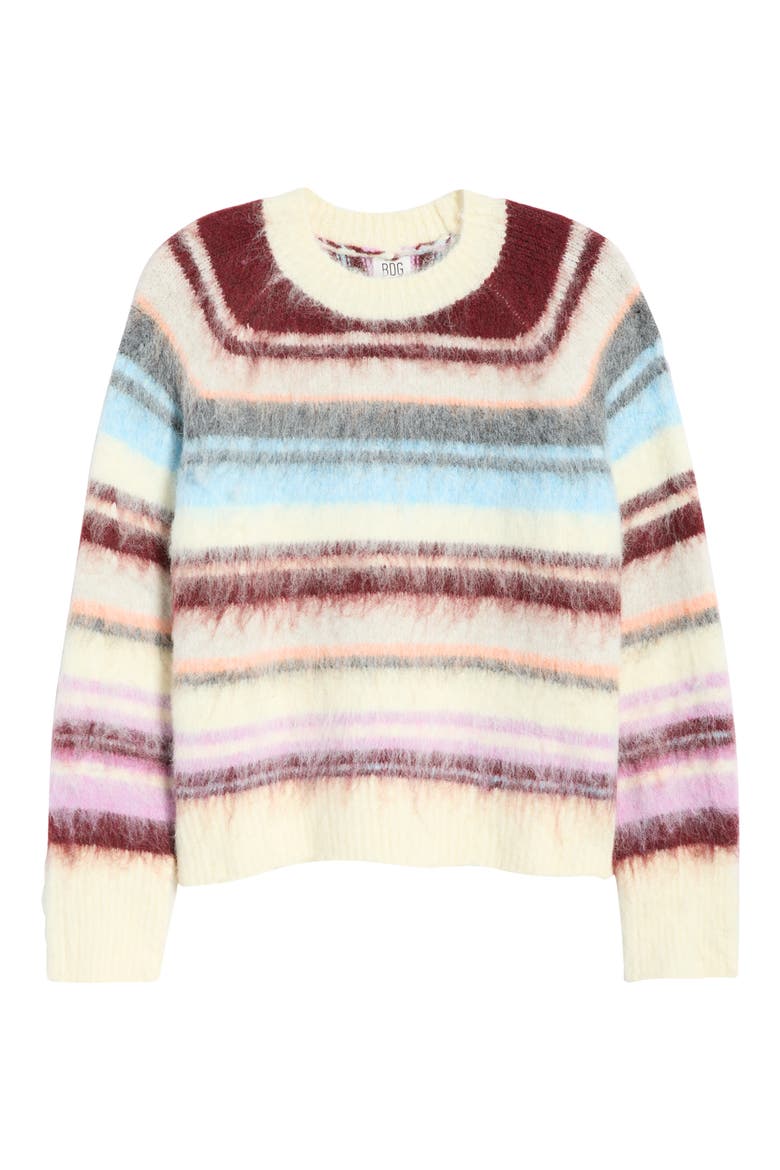 Stripe Brushed Crewneck Sweater, Main, color, RED STRIPE