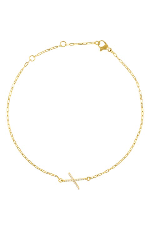 Pavé Cubic Zirconia Initial Anklet