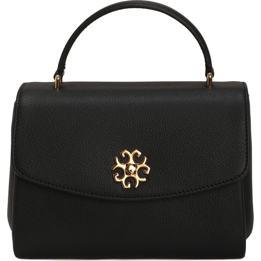 Gorski Top Handle Leather Bag With Crossbody Strap In Black