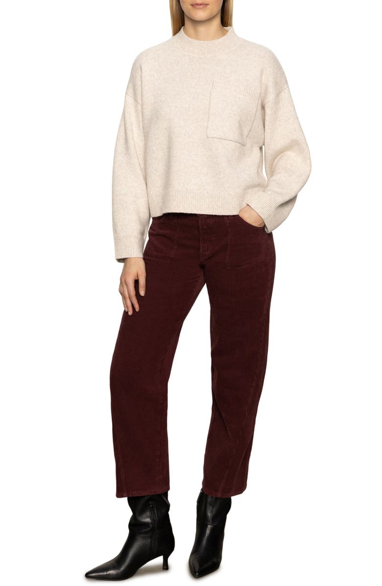 Sanctuary Chest Pocket Crewneck Sweater, Alternate, color, Heather Pearl