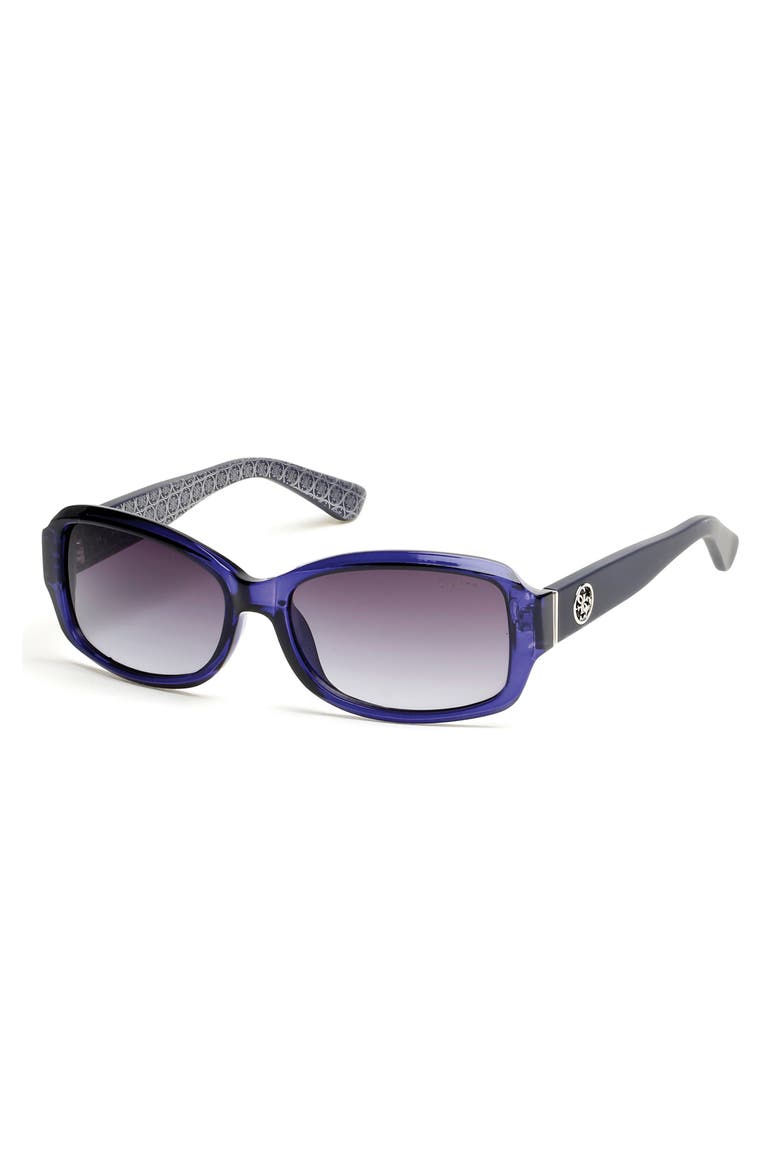 55mm Rectangular Sunglasses, Main, color, SHINY BLUE / SMOKE MIRROR