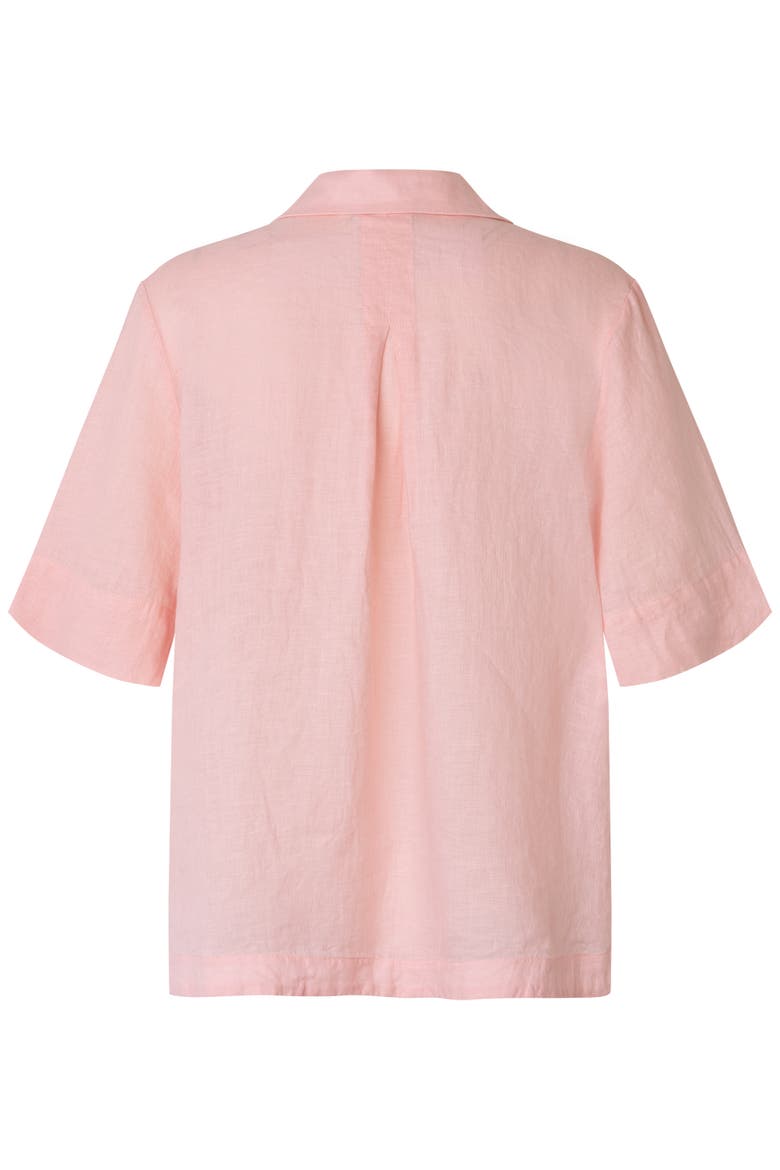 Mabrevia Relaxed Linen Collared Shirt, Alternate, color, Strawberry Cm