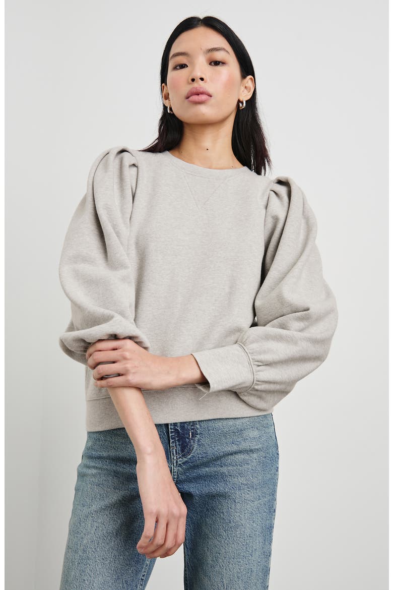 Tiffany Balloon Sleeve Cotton Sweatshirt, Alternate, color, HEATHER GREY