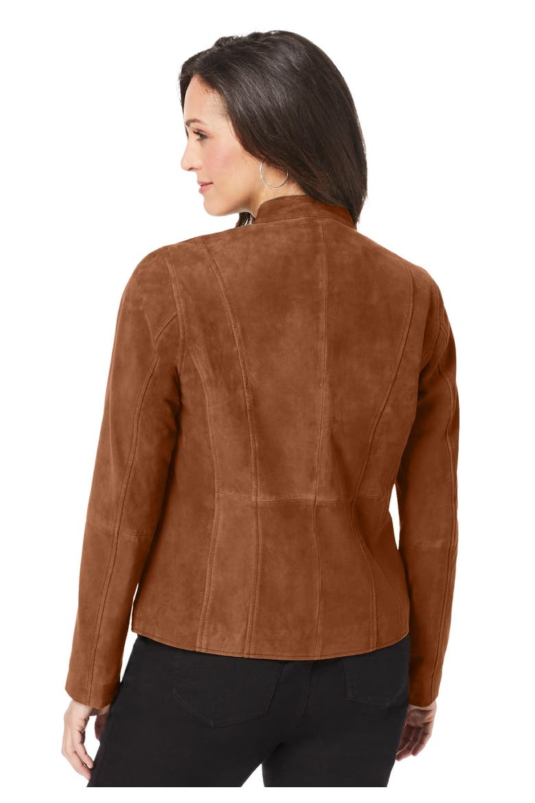 Suede Zip-Front Jacket, Alternate, color, COGNAC