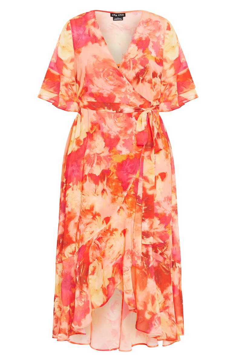 City Chic Sierra Wrap Maxi Dress, Alternate, color, Print