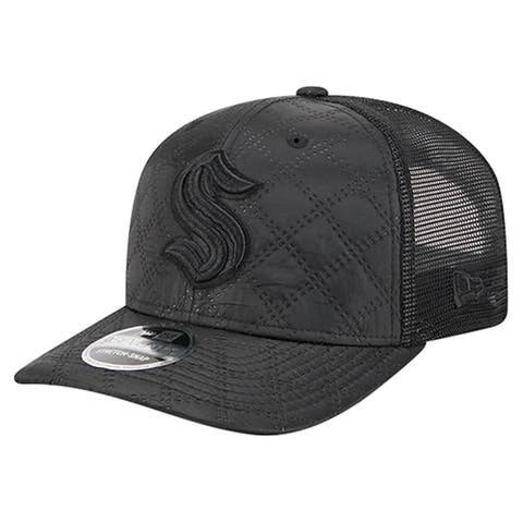 Men's New Era  Black Seattle Kraken Quilted Nylon 9SEVENTY Adjustable Trucker Hat