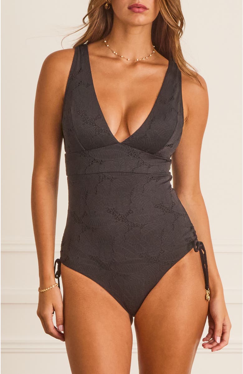 Aqua Blu V-Neck DD/E Cup Jacqueline One Piece, Main, color, Black