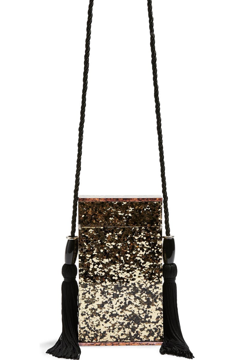 Topshop Como Glitter Tassel Shoulder Bag, Main, color,