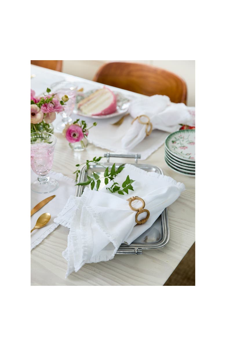 Solino Home Linen Dinner Napkins - Juliette Ruffle, 20" x 20", Alternate, color, White
