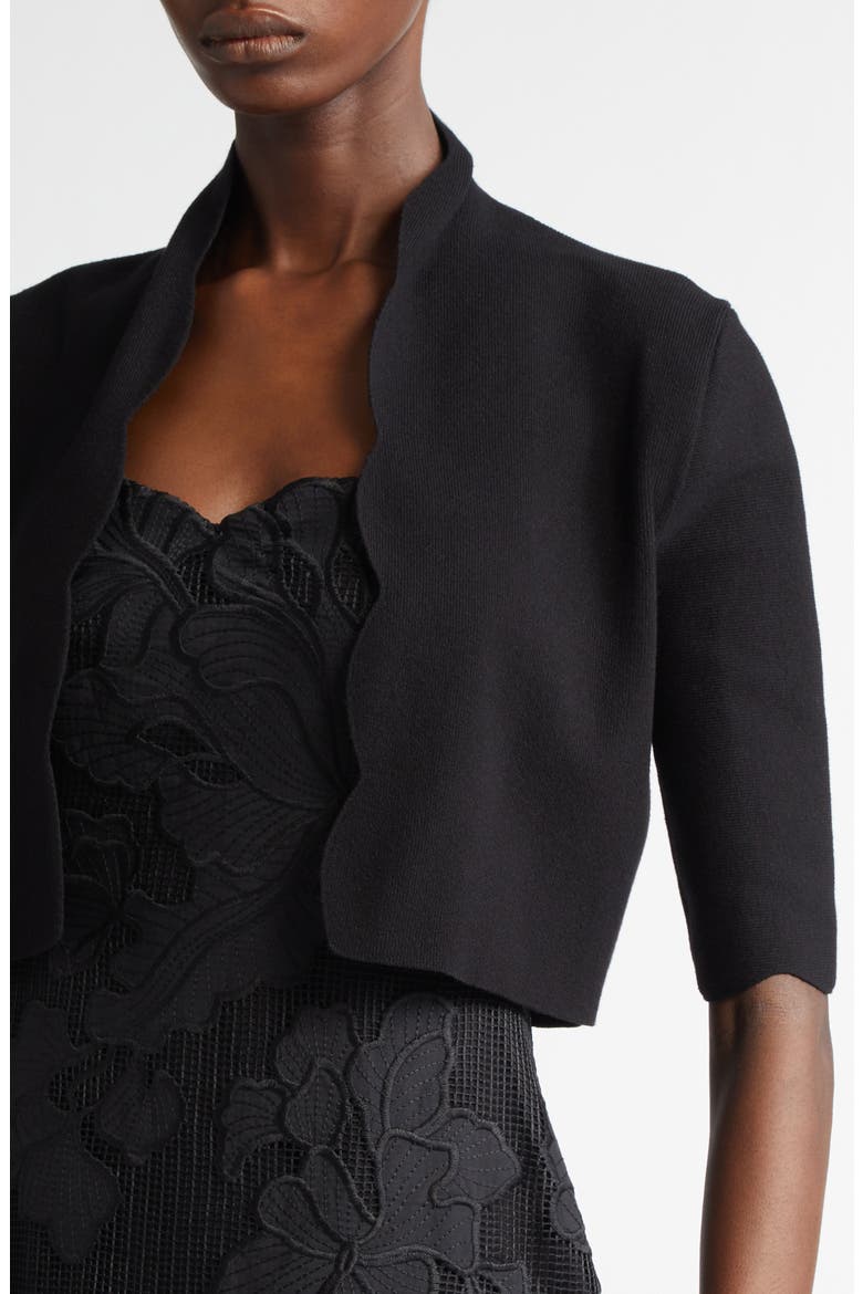 Scallop Trim Bolero, Alternate, color, BLACK