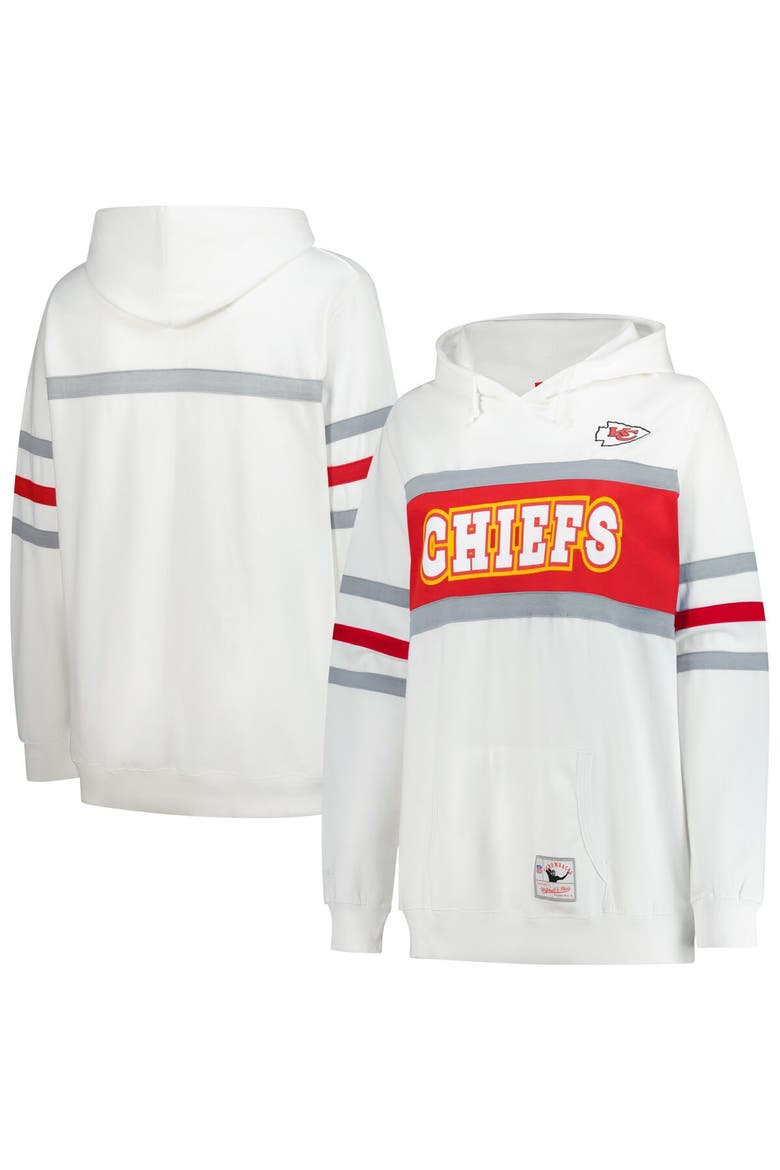 Women's Mitchell & Ness White Kansas City Chiefs Plus Size Head Coach Throwback Pullover Hoodie, Main, color, White
