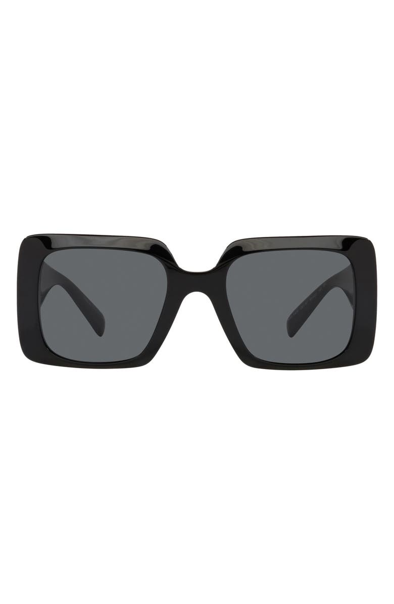 Versace 54mm Rectangle Sunglasses, Main, color, Black/ Dark Grey