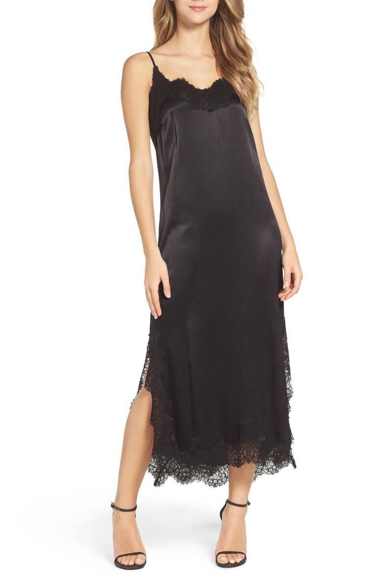 Zoe Lace Slipdress, Main, color, BLACK