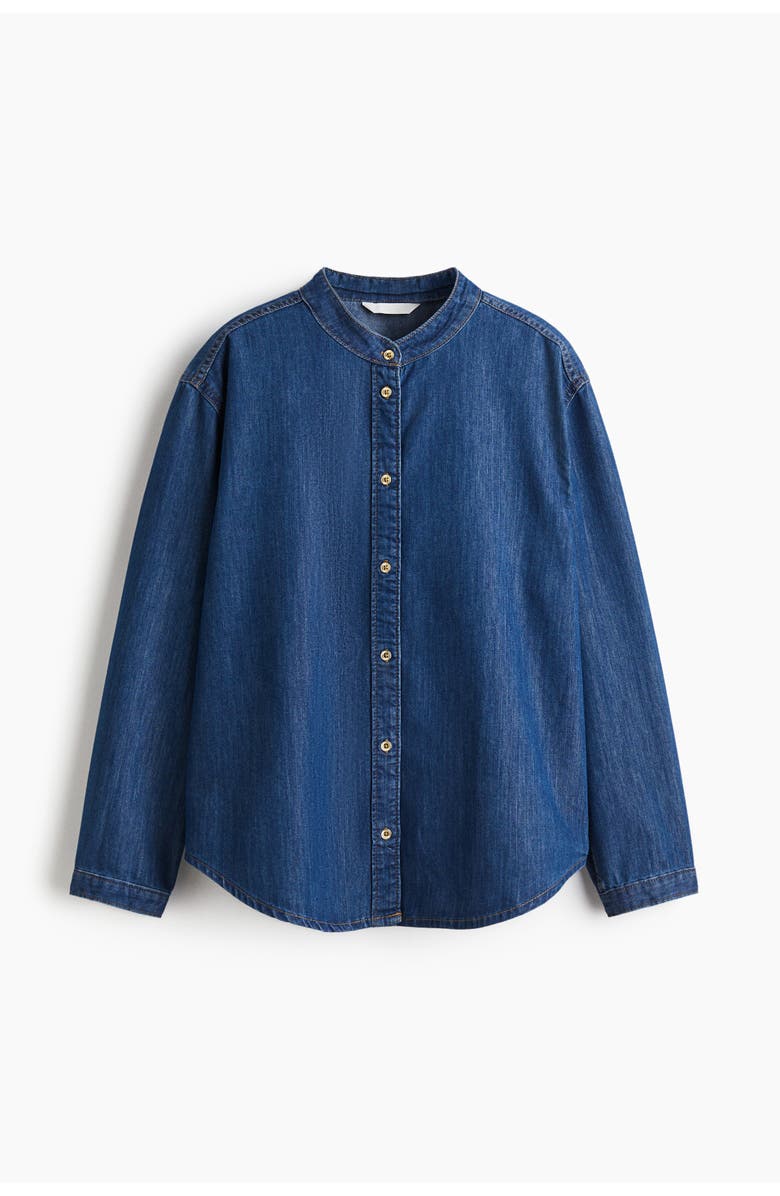 H&M Loose-fit denim shirt, Alternate, color, Dark Denim Blue