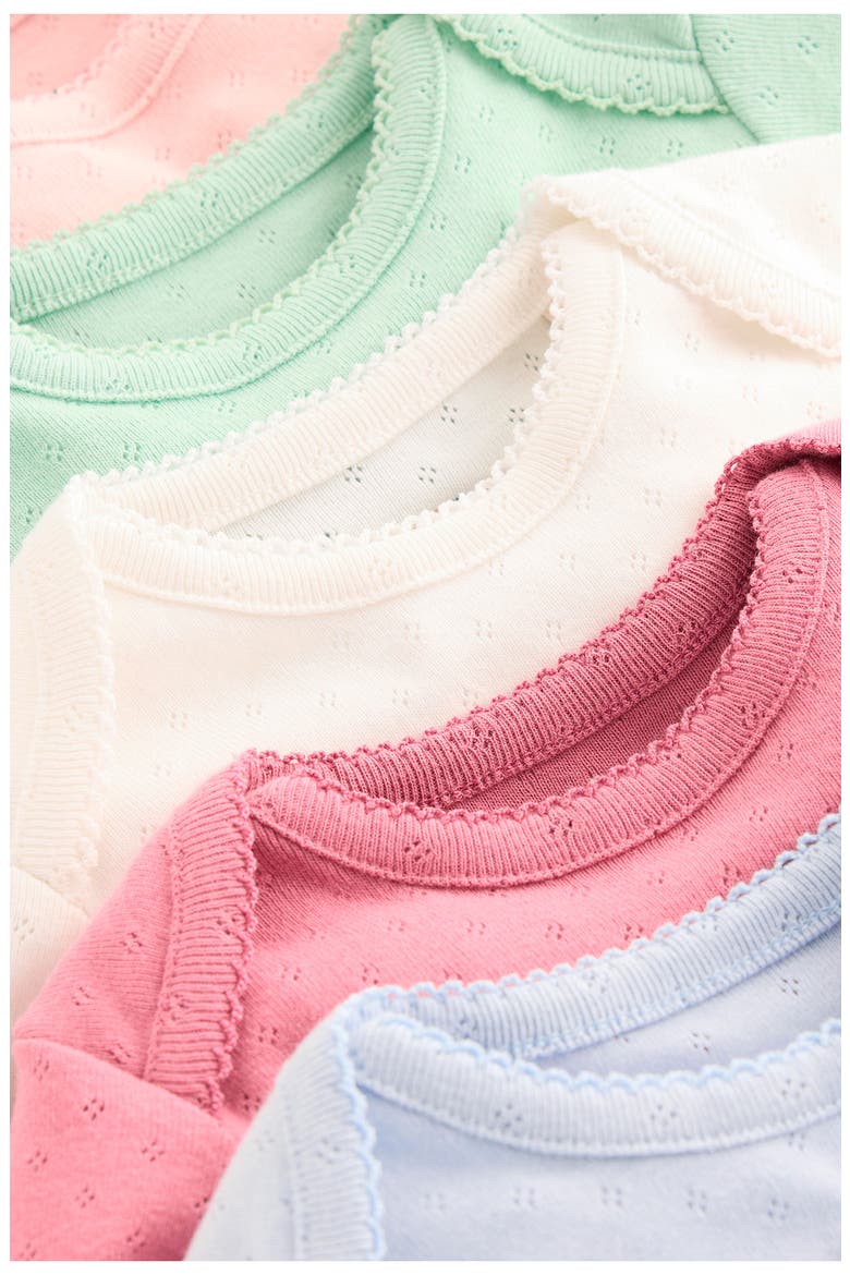 5-Pack Assorted Long Sleeve Cotton Pointelle Bodysuits, Alternate, color, MULTI RAINBOW