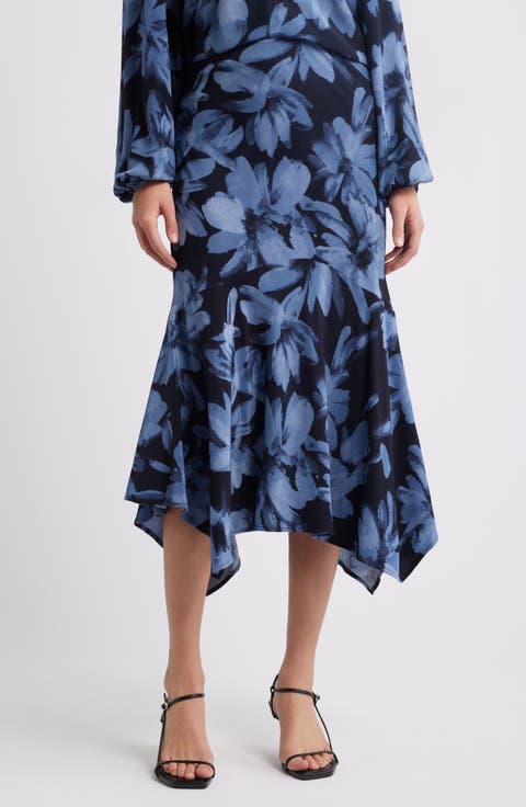 Edwina Floral Asymmetric Midi Skirt