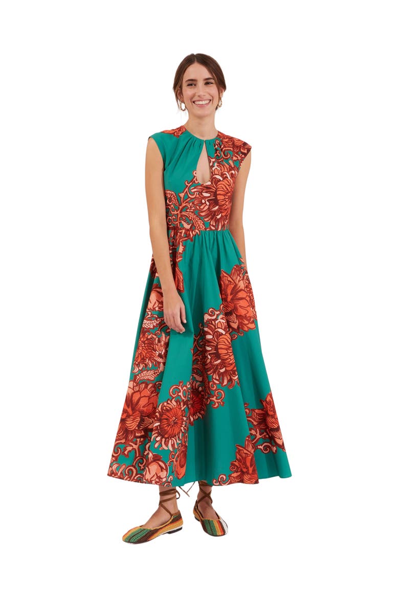 Keyhole Dress Anemone Ghirlanda Green, Alternate, color, Anemone Ghirlanda Green