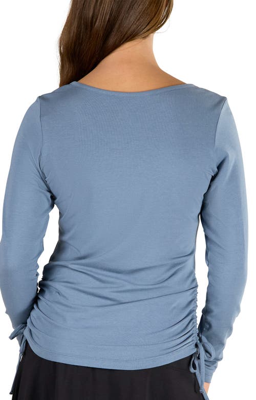 Uv Skinz Long Sleeve Ruched Everyday Tee In Gray