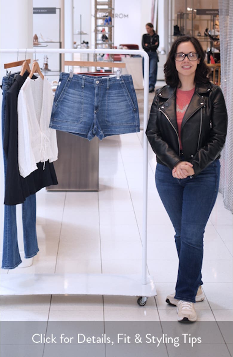 Analeigh High Waist Patch Pocket Denim Shorts, sales video thumbnail