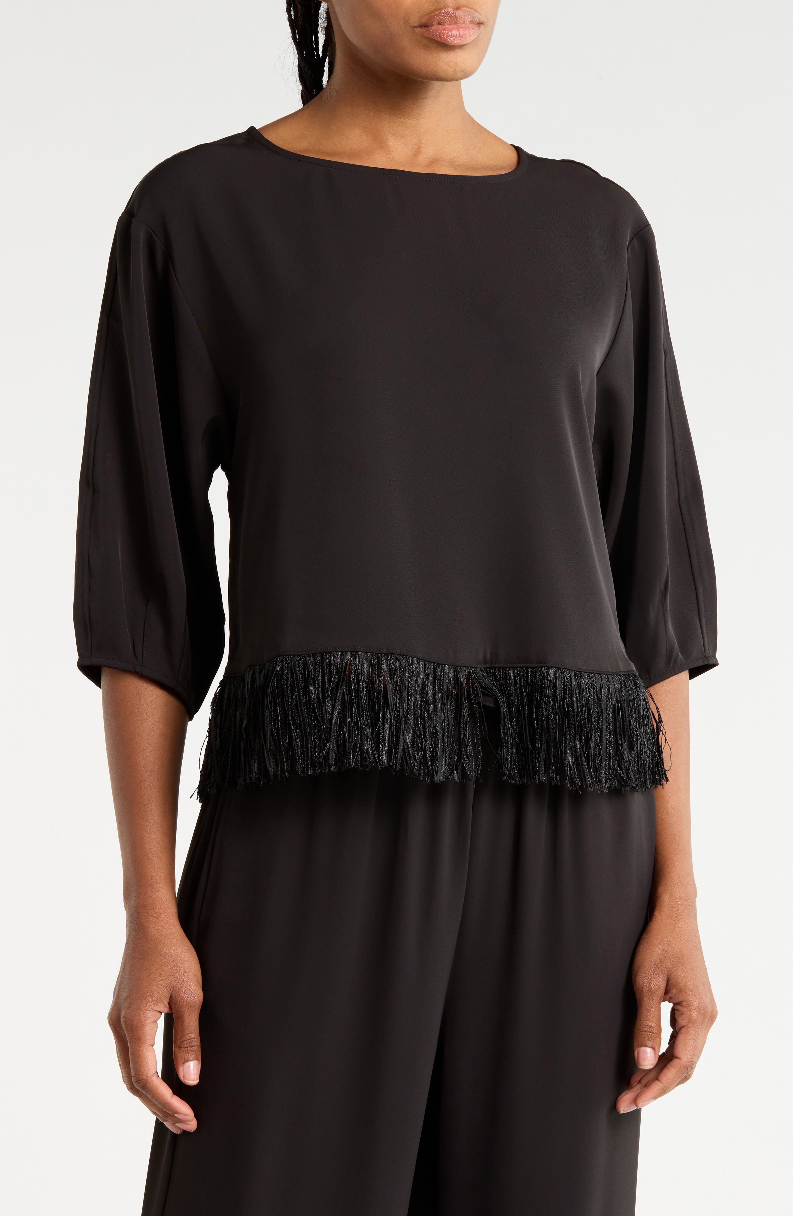 Fringe Trim Woven Top
