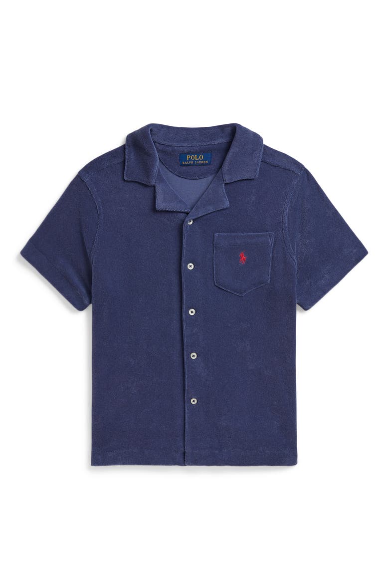 Kids' Lightweight French Terry Camp Shirt, Main, color, LIGHT NAVY