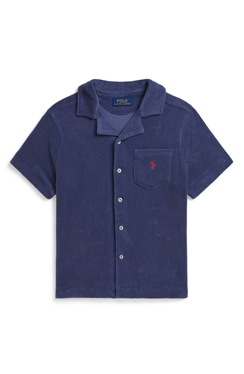 Polo Ralph Lauren Kids' Lightweight French Terry Camp Shirt, Main, color, Light Navy