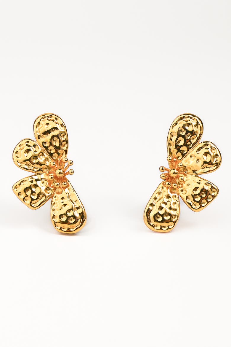 Textured Bloom Studs, Main, color, Gold