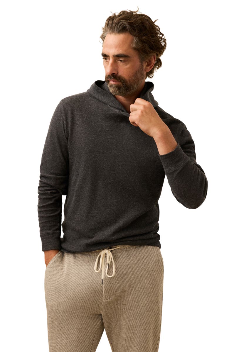 Faherty Aspen Lounge Cotton Blend Hoodie, Alternate, color, Coal Smoke Melange