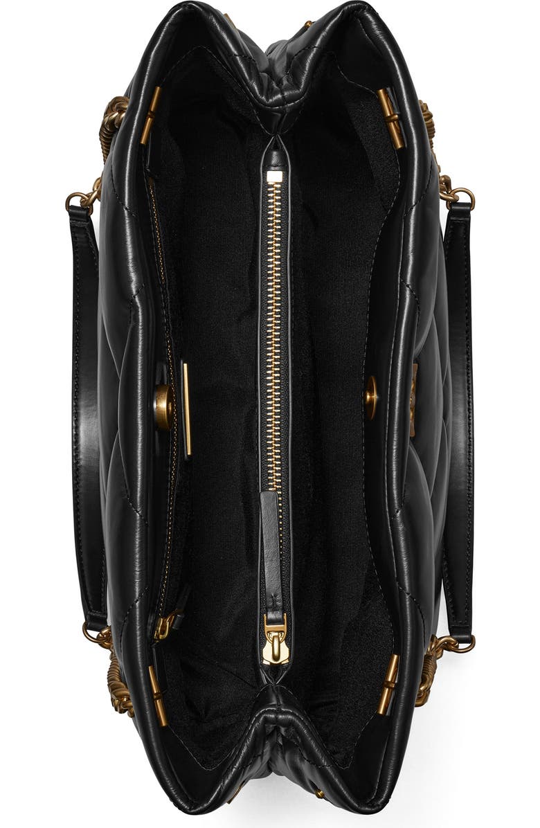 Tory Burch Kira Diamond Quilted Leather Tote, Alternate, color, Black