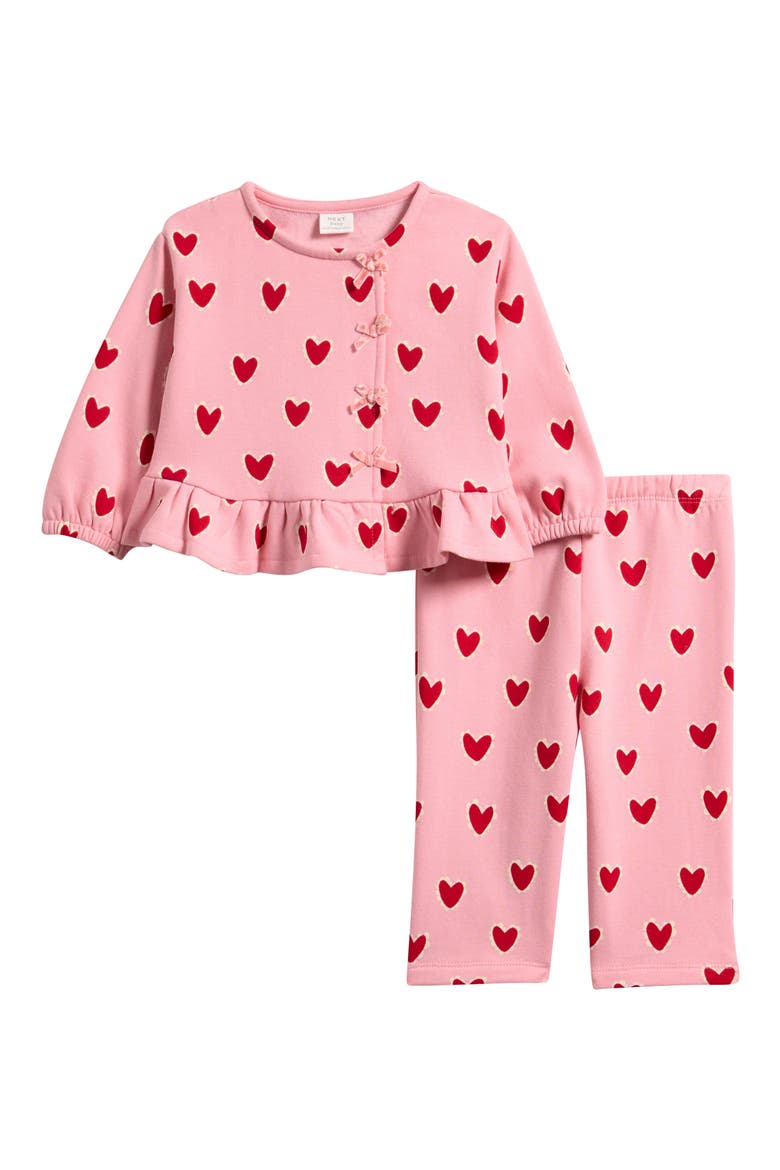 Kids' Heart Frill Sweatshirt & Pants Set, Main, color, PINK