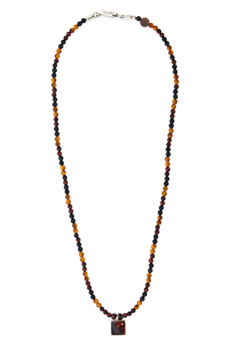 Men's Beaded Tiger's Eye Pendant Necklace, Main, color, TIGER EYE