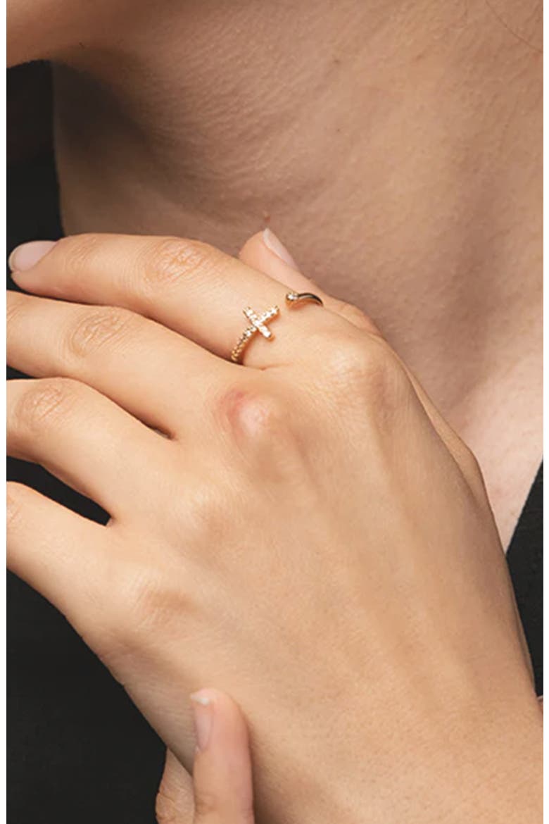 Horizontal Cross Adjustable Bracelet, Necklace & Ring Set Faith‑Inspired, Alternate, color, Gold