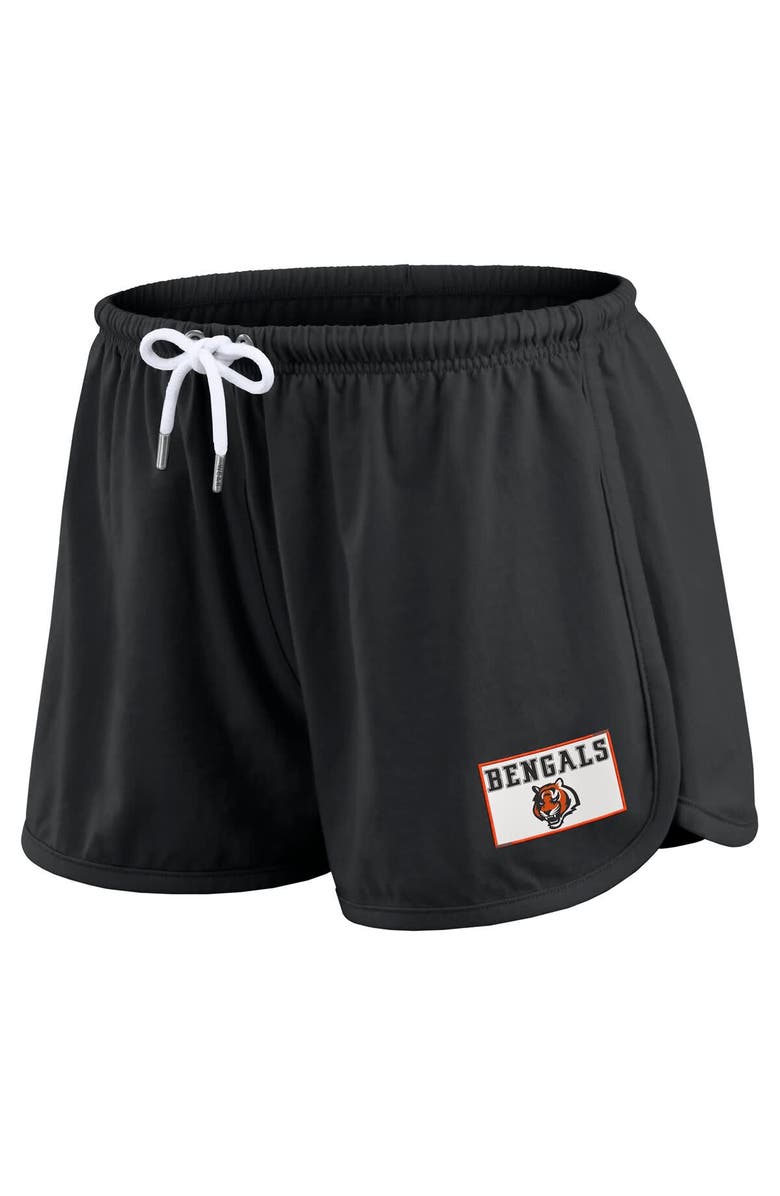 WEAR by Erin Andrews Women's WEAR by Erin Andrews Black Cincinnati Bengals Heavy Rugby Jersey Long Sleeve T-Shirt & Shorts Lounge Set, Alternate, color, 