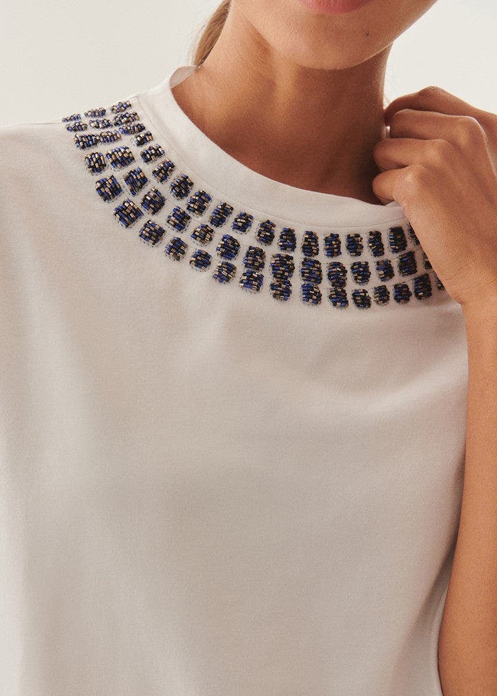 Adriana Crystal-Embellished Cotton Tee - image 2