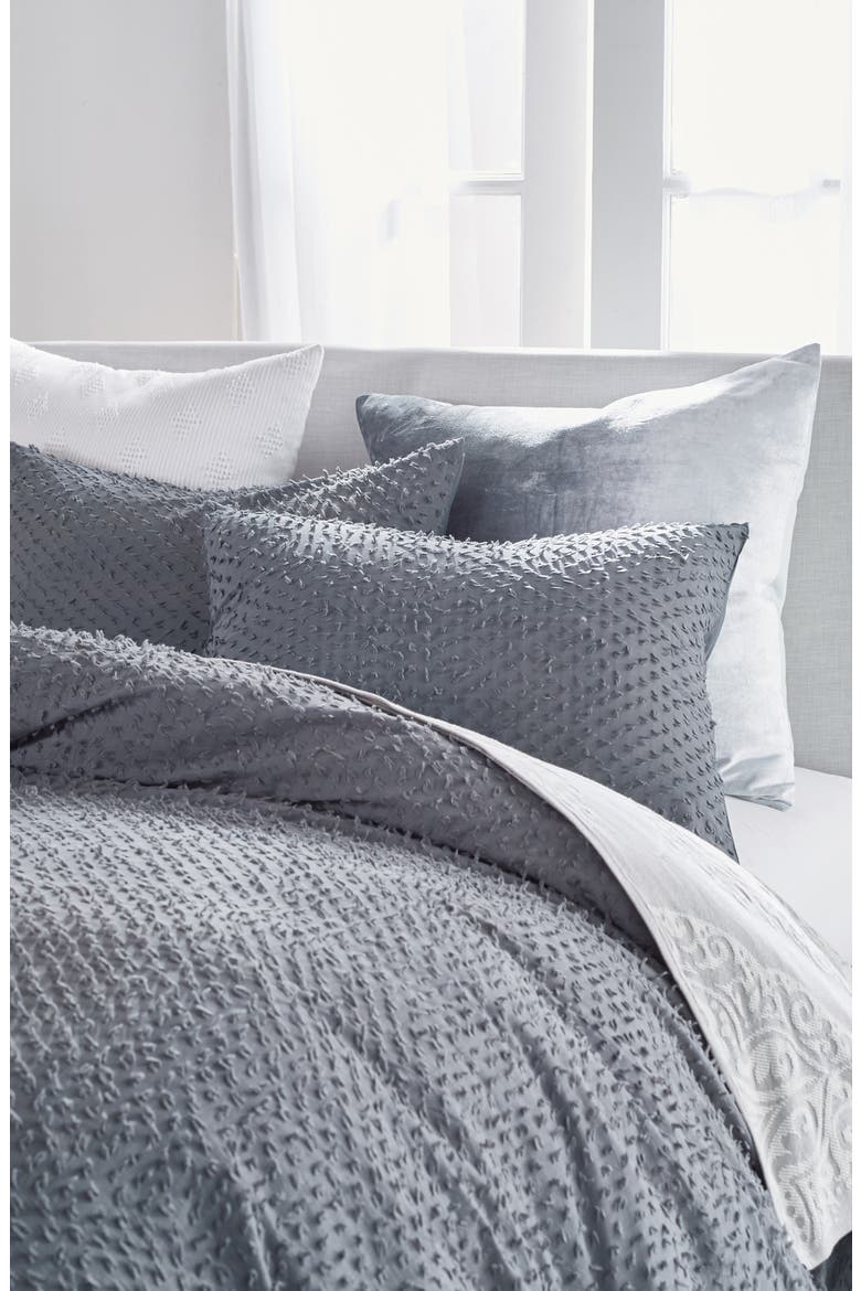 Dot Fringe Comforter & Sham Set, Alternate, color, CHARCOAL