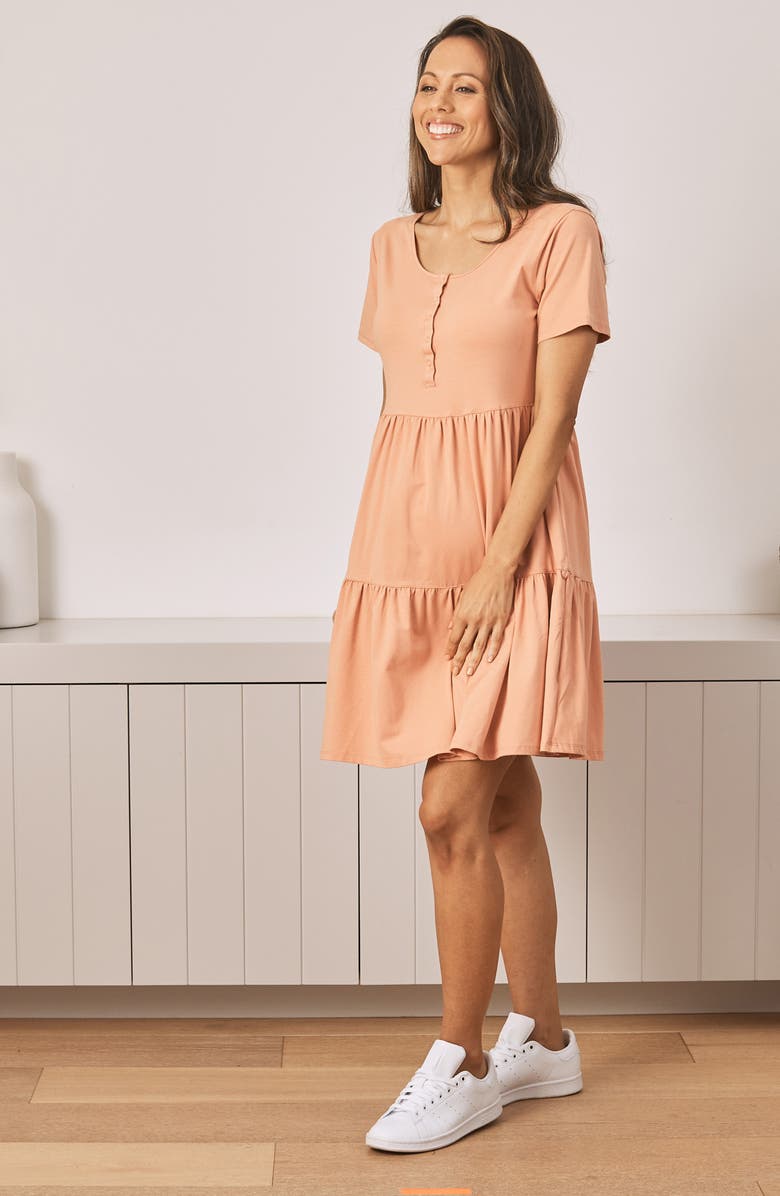 Angel Maternity Tiered Maternity/Nursing Dress, Alternate, color, 