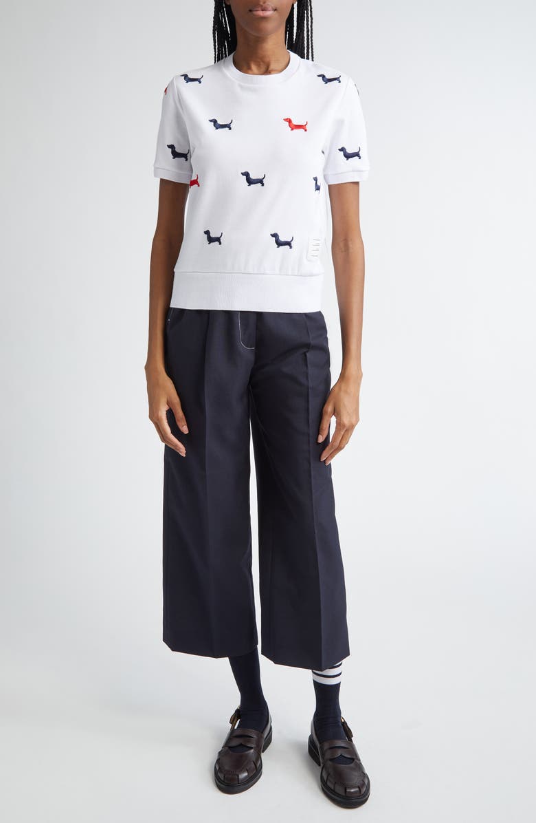 Thom Browne Hector Embroidered Cotton Sweater, Alternate, color, 