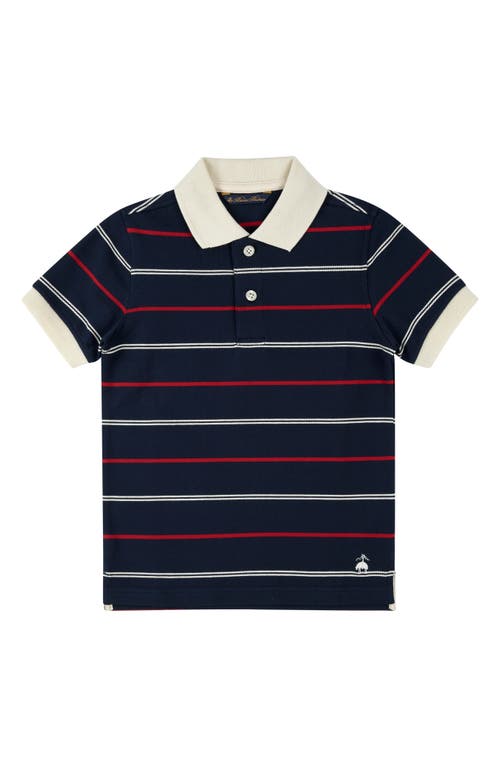 Brooks Brothers Kids' Stripe Stretch Cotton Piqué Polo In Blue