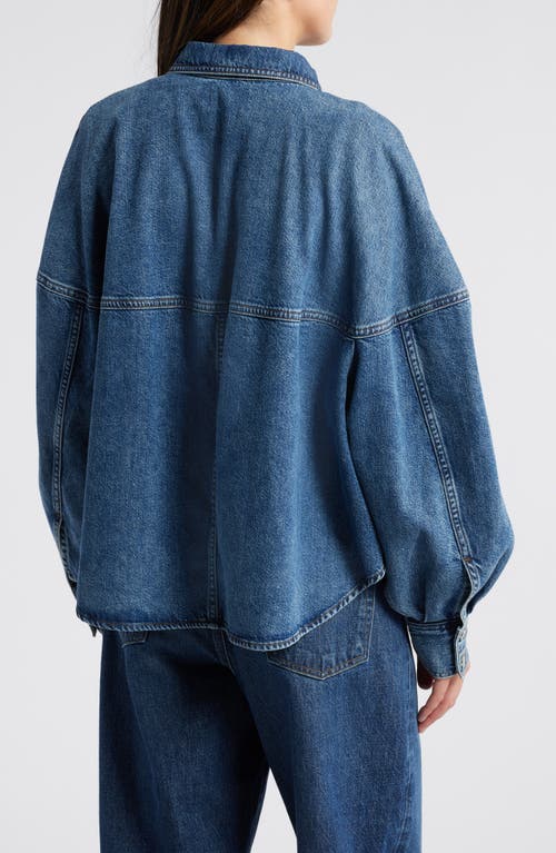 Frame Le Cropped Oversized Denim Jacket In Guardian